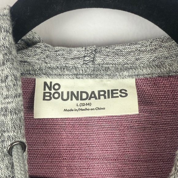 No Boundaries Pink & Gray Plaid Hooded Button & Zip Flannel Shirt Size Large - Picture 3 of 15